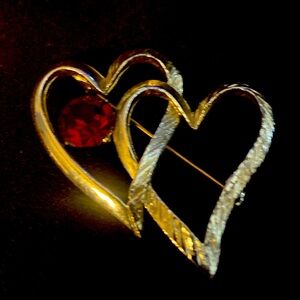 Double Heart Brooch